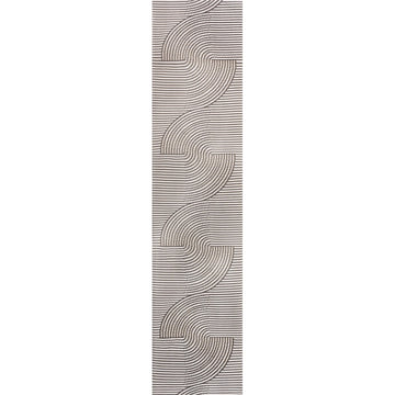 Arielle Mid-Century Modern Curve Stripe Reversible Machine-Washable Indoor/Outdoor Area Rug